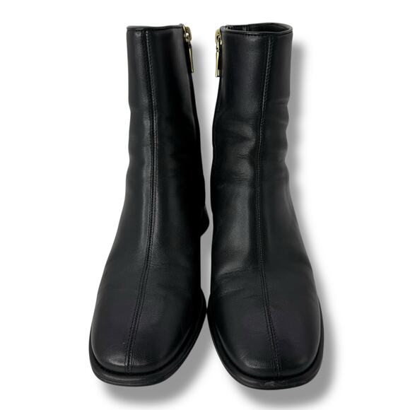 Coach Gigi Leather Booties Size 8.5 Block Heel Ankle Square Toe Boots - Picture 2 of 12